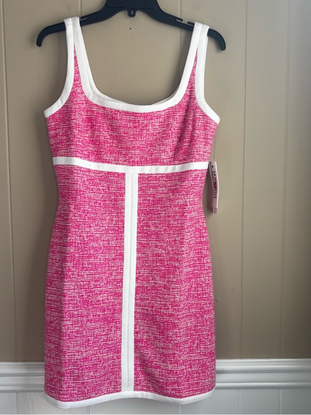 NWT La Nouvelle Renaissance Pink Tweed Mini Dress | Size 6 |Chic Contrast Piping
